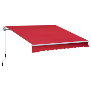 12 X 10 Manual Retractable Awning Outdoor Sunshade Shelter For Patio, Balcony, Yard, With Adjustable & Versatile Design, Wine Red