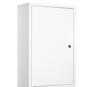 Kleankin Medicine Cabinet Steel Wall Mount 24x16 3-Tier Storage Lockable White