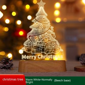 Christmas Decoration 3D Lamp Acrylic LED Night Lights New Year Valentines Day Christmas Kids Gift Christmas Ornaments (Option: Christmas Tree Wood Grain-Warm White)