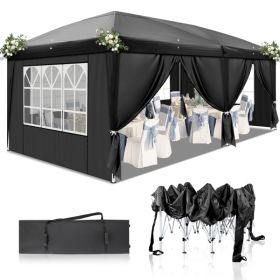 10X20ft Black 6 Sided -4 Window Folding Shed Oxford Cloth (Option: 10X20ft)
