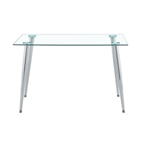 Glass Dinning Table 120 70 ,black Metal Leg , Dinning Table For 4 Seats Office Table Computer Desk (Option: SilverClear)