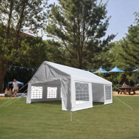 20x20 Feet Party Tent Heavy Duty Marquee Canopy Outdoor Wedding Tent Carport Events Shelter Tent For Parties BBQ With Storgae Carry Bags (Color: White)