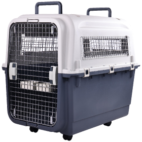 Only Supports Self Pickup  Plastic Dog Kennel, Pet Transport, Rolling Plastic Airline Approved Wire Door Travelling Dog Crate, Small-Medium-Large (size: large)